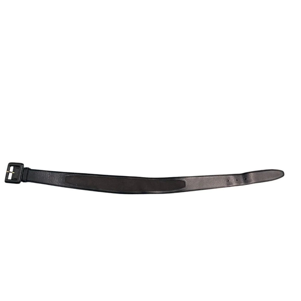 Escada Black Leather Wide Waist Belt Made in Italy Square Buckle 34 1329-900-34
